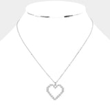 Rhinestone Embellished Open Heart Pendant Necklace - Madeline Love - Flyclothing LLC