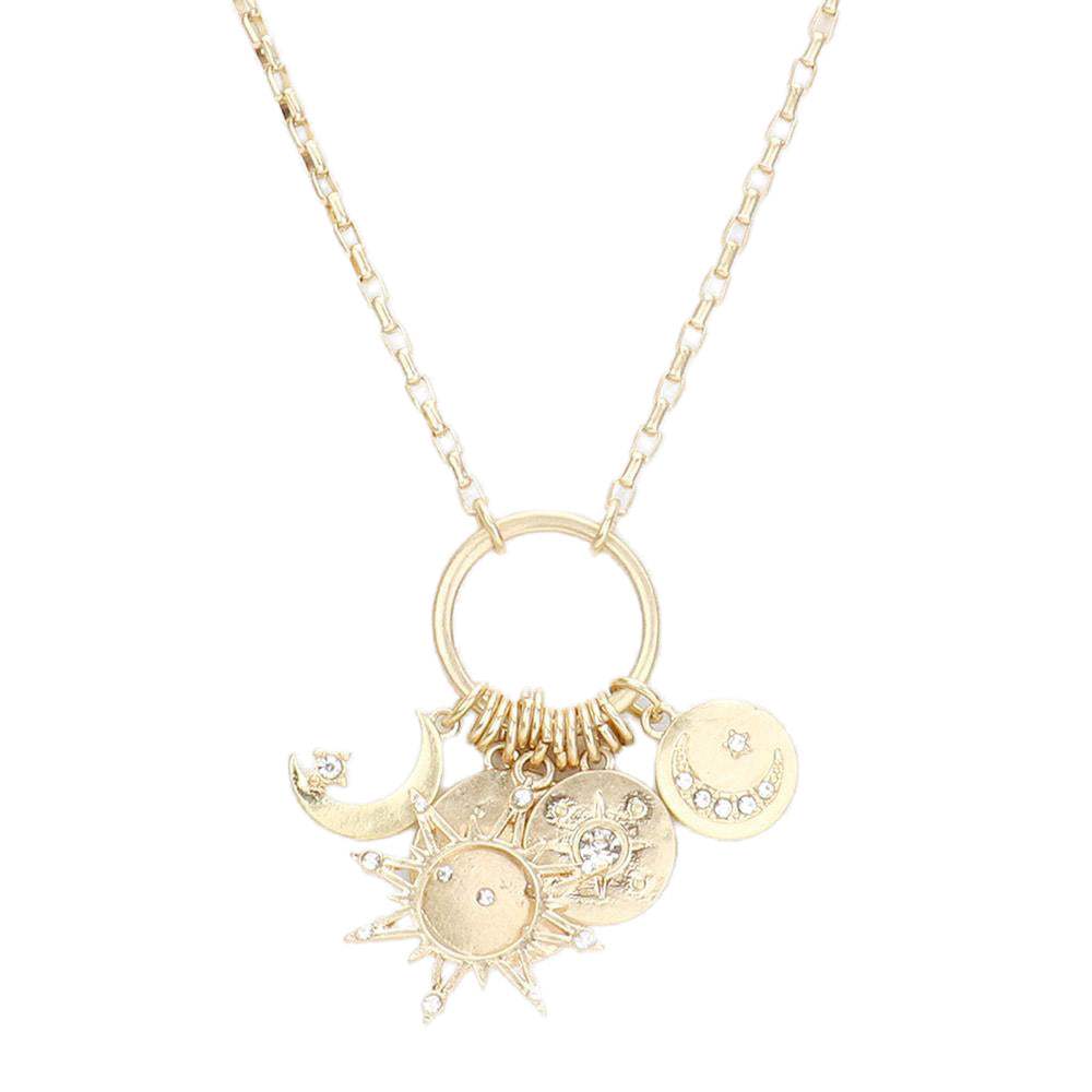 Rhinestone Moon Pinky Promise Virgin Mary Pendant Necklace - Madeline Love - Flyclothing LLC