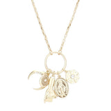 Rhinestone Moon Pinky Promise Virgin Mary Pendant Necklace - Madeline Love - Flyclothing LLC