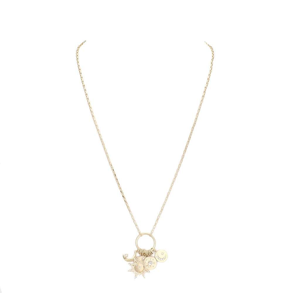Rhinestone Moon Pinky Promise Virgin Mary Pendant Necklace - Madeline Love - Flyclothing LLC