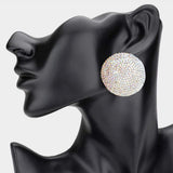 Rhinestone Pave Round Clip on Evening Earrings - Madeline Love - Flyclothing LLC