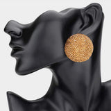 Rhinestone Pave Round Clip on Evening Earrings - Madeline Love - Flyclothing LLC