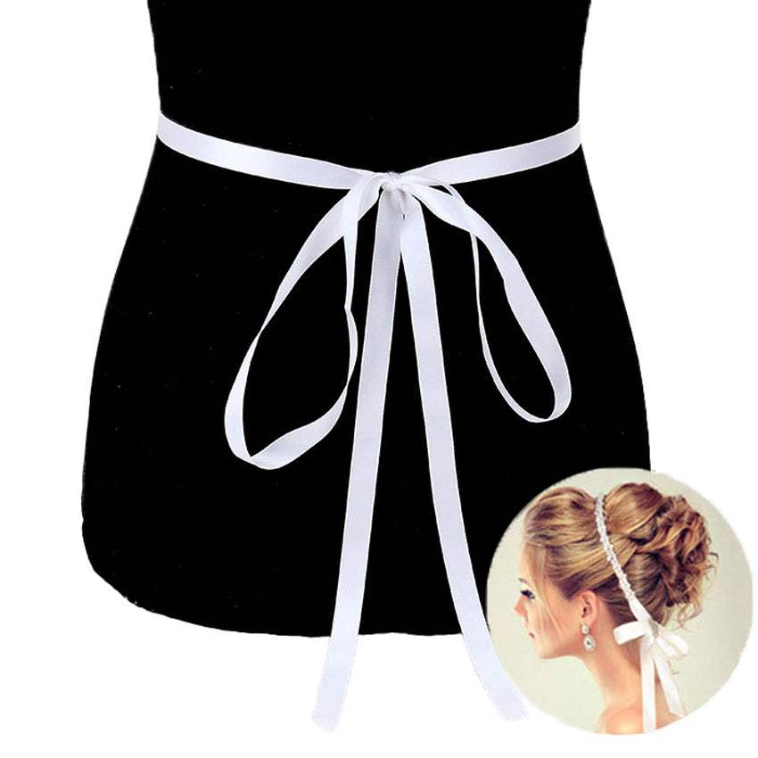 Rhinestone Pave Sash Ribbon Crystal Bridal Sash Wedding Belt Bridal Headband Tie - Madeline Love - Flyclothing LLC