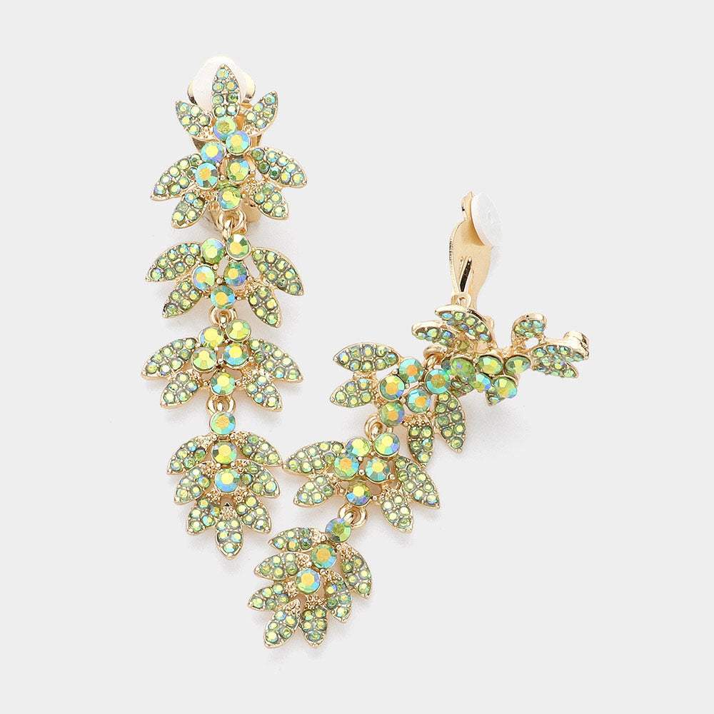 Rhinestone Paved Vine Dropdown Evening Earrings - Madeline Love - Flyclothing LLC