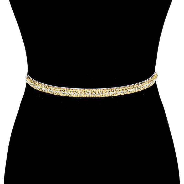Rhinestone Sash Ribbon Bridal Wedding Belt Headband - Madeline Love - Flyclothing LLC