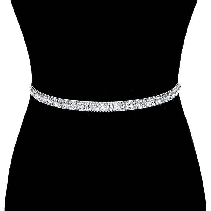 Rhinestone Sash Ribbon Bridal Wedding Belt Headband - Madeline Love - Flyclothing LLC