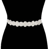 Rhinestone Sash Ribbon Bridal Wedding Belt Headband - Madeline Love - Flyclothing LLC