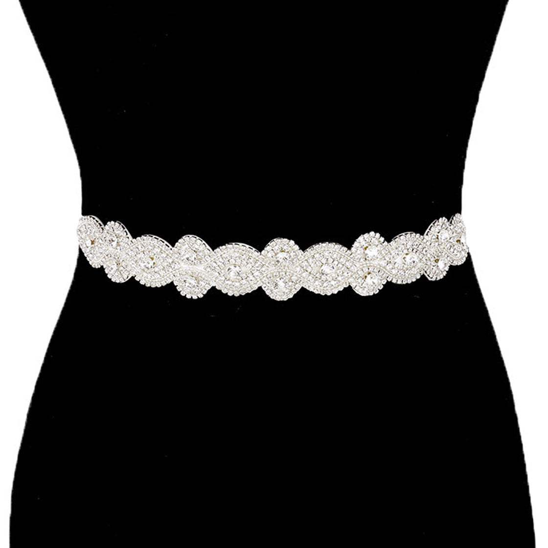 Rhinestone Sash Ribbon Bridal Wedding Belt Headband - Madeline Love - Flyclothing LLC