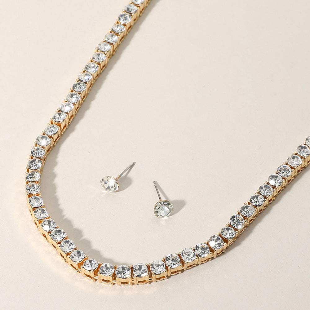 Rhinestone Tennis Chain Evening Necklace - Madeline Love - Flyclothing LLC