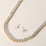Rhinestone Tennis Chain Evening Necklace - Madeline Love - Flyclothing LLC