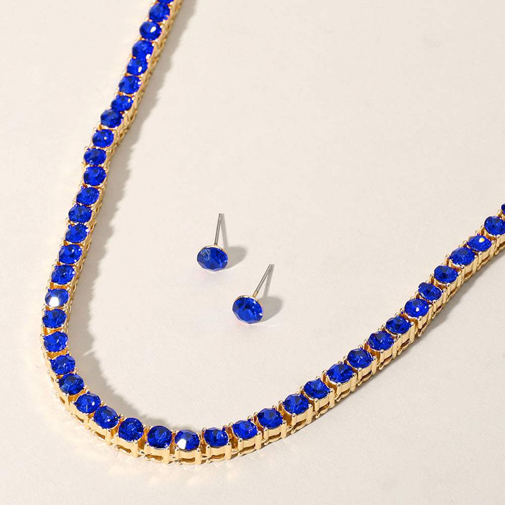 Rhinestone Tennis Chain Evening Necklace - Madeline Love - Flyclothing LLC