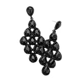 Rhinestone Trim Teardrop Cluster Vine Evening Earrings - Madeline Love - Flyclothing LLC