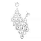 Rhinestone Trim Teardrop Cluster Vine Evening Earrings - Madeline Love - Flyclothing LLC