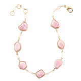 Pink Rhodonite and Golden Line Bracelet - Barse Jewelry