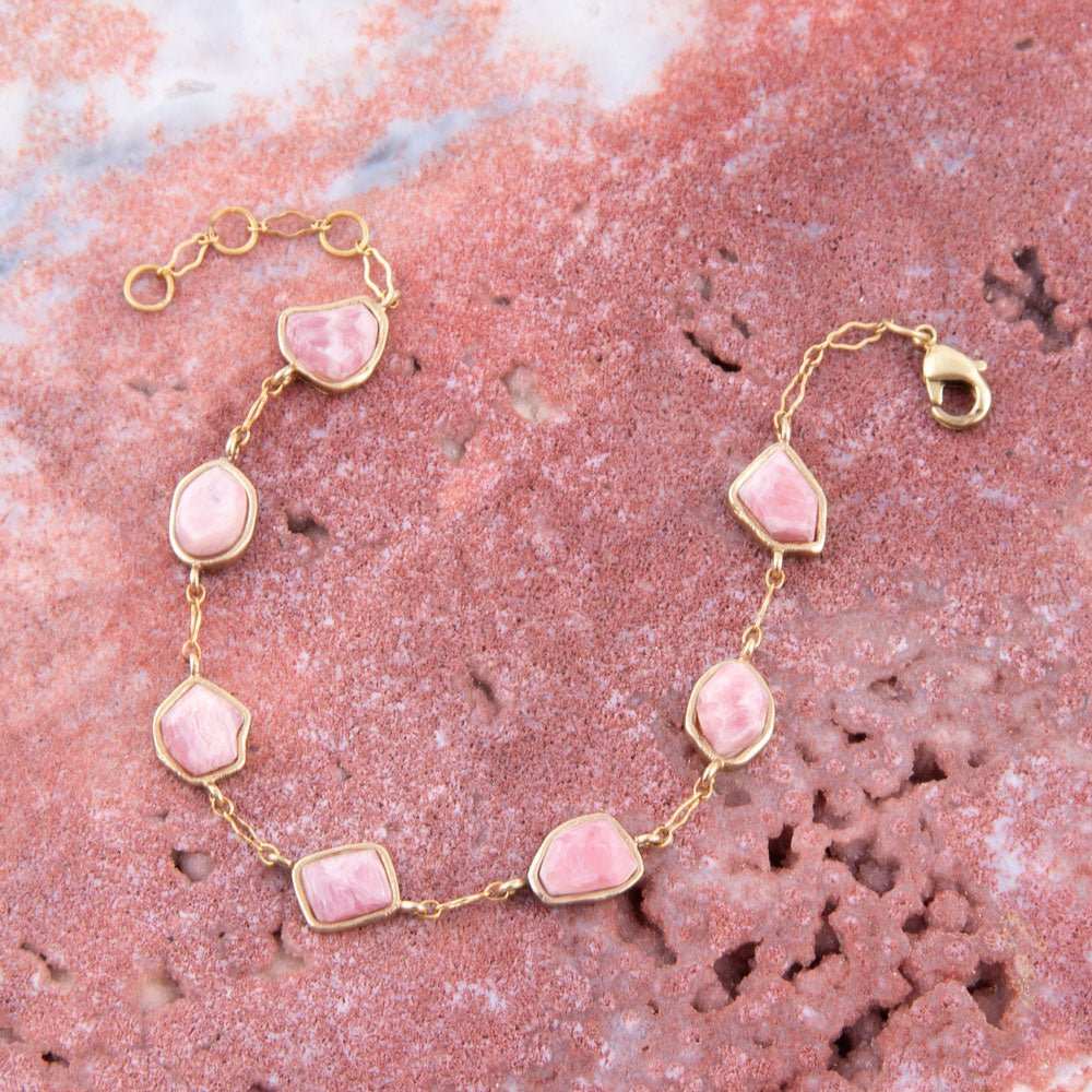 Pink Rhodonite and Golden Line Bracelet - Barse Jewelry - Flyclothing LLC