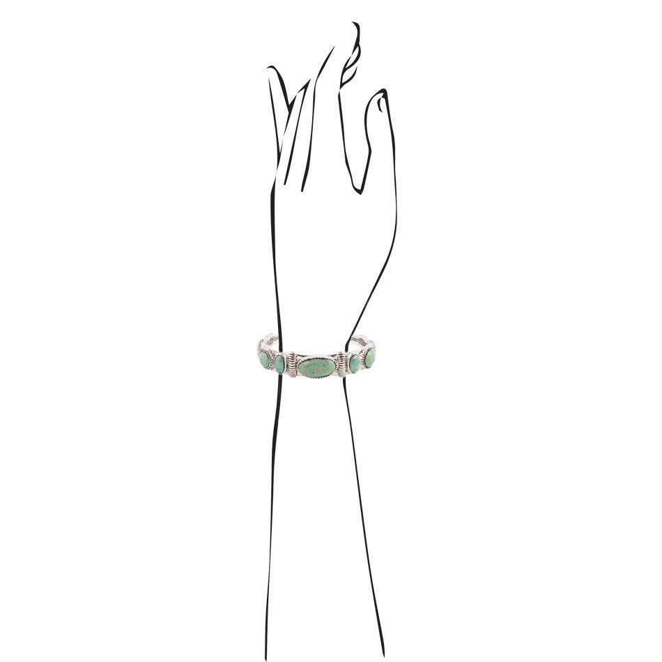 Ribbed Sterling Silver and Blue Turquoise Cuff Bracelet - Barse Jewelry - Flyclothing LLC