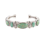 Ribbed Sterling Silver and Blue Turquoise Cuff Bracelet - Barse Jewelry - Flyclothing LLC