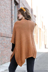 Ridged Texture Knit Ruana – Warm & Elegant Wrap