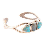 Gray Labradorite and Blue Turquoise Golden Cuff Bracelet - Barse Jewelry