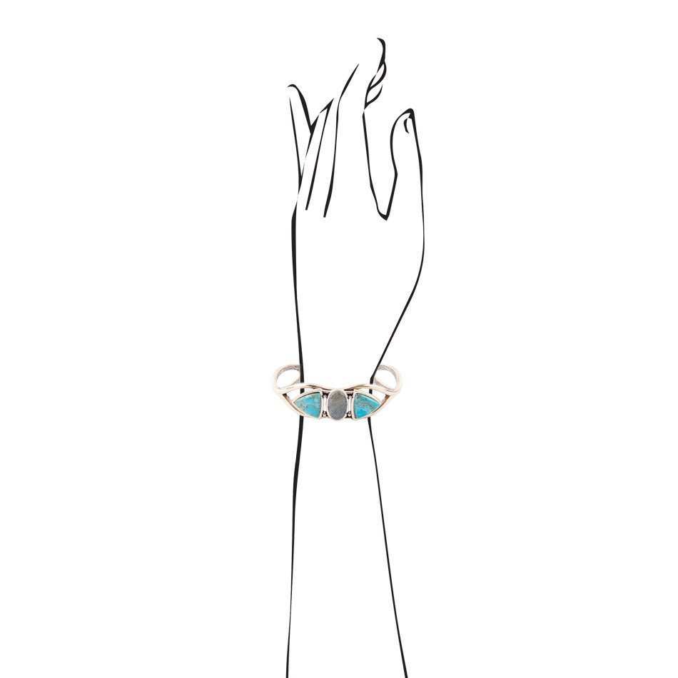 Gray Labradorite and Blue Turquoise Golden Cuff Bracelet - Barse Jewelry - Flyclothing LLC