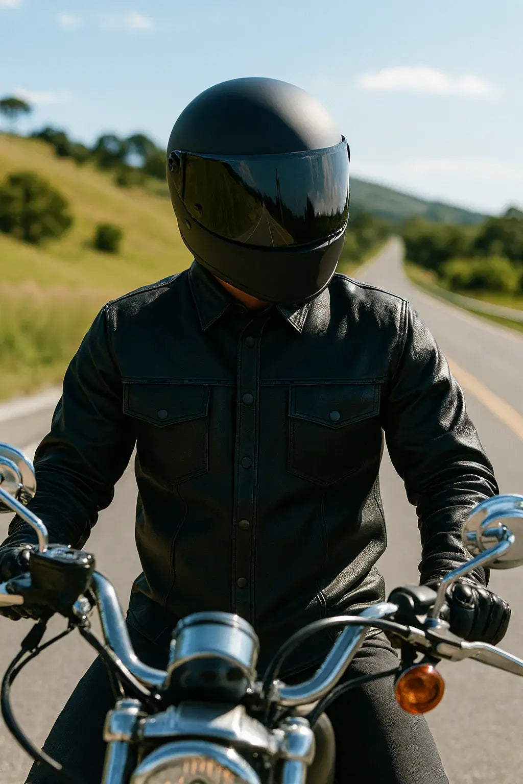 Titan - Men's Shirt style Premium Leather Biker Jacket - Unik Just for Bikers - Flyclothing LLC