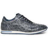 63-112-BLK RIO Ostrich Quill Sneakers, Black Denim - Zelli Italia - Flyclothing LLC