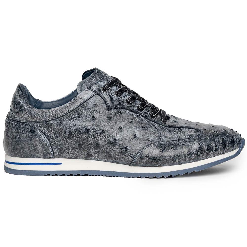63-112-BLK RIO Ostrich Quill Sneakers, Black Denim - Zelli Italia - Flyclothing LLC