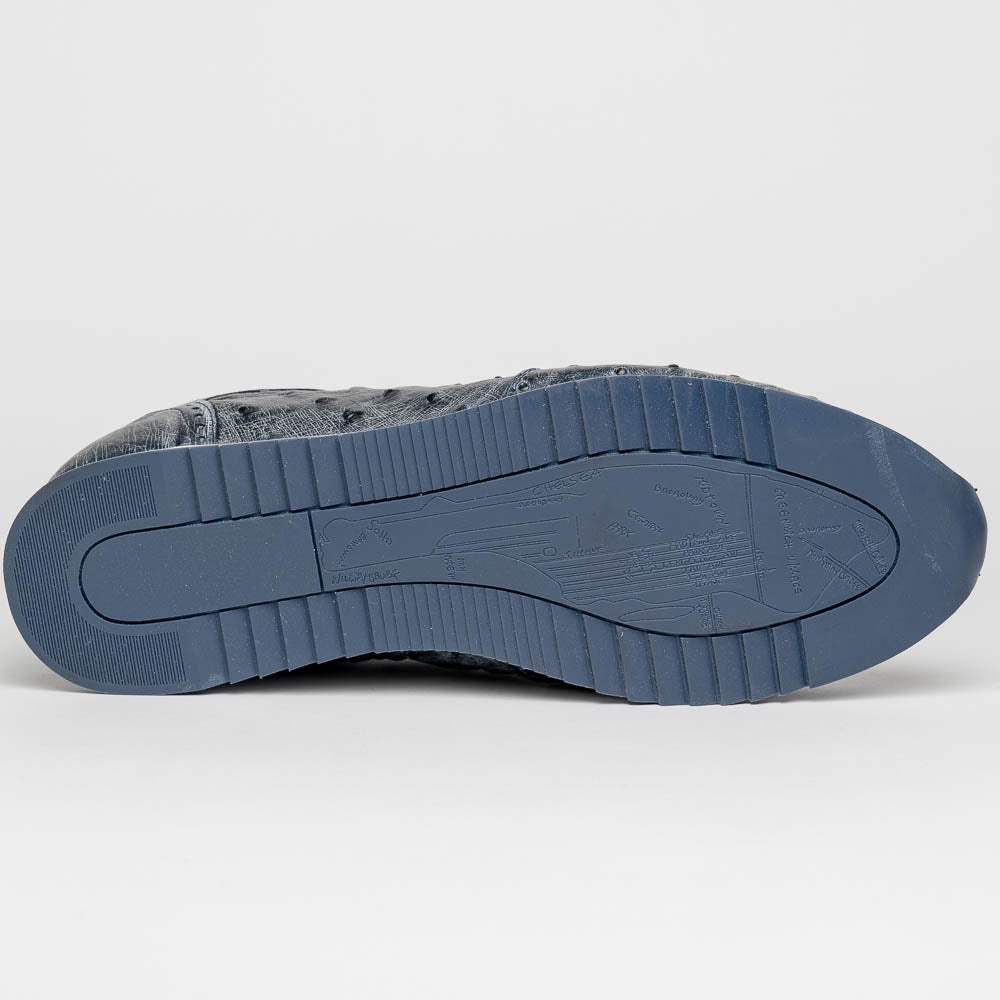 63-112-BLK RIO Ostrich Quill Sneakers, Black Denim - Zelli Italia - Flyclothing LLC