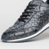 63-112-BLK RIO Ostrich Quill Sneakers, Black Denim - Zelli Italia - Flyclothing LLC
