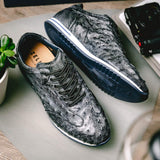 63-112-BLK RIO Ostrich Quill Sneakers, Black Denim - Zelli Italia - Flyclothing LLC