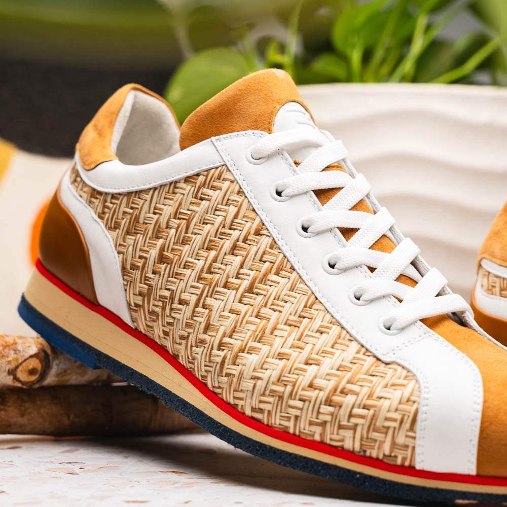 65-375-BRN RIPI Calfskin Hand Weave Sneaker Brown - Zelli Italia - Flyclothing LLC