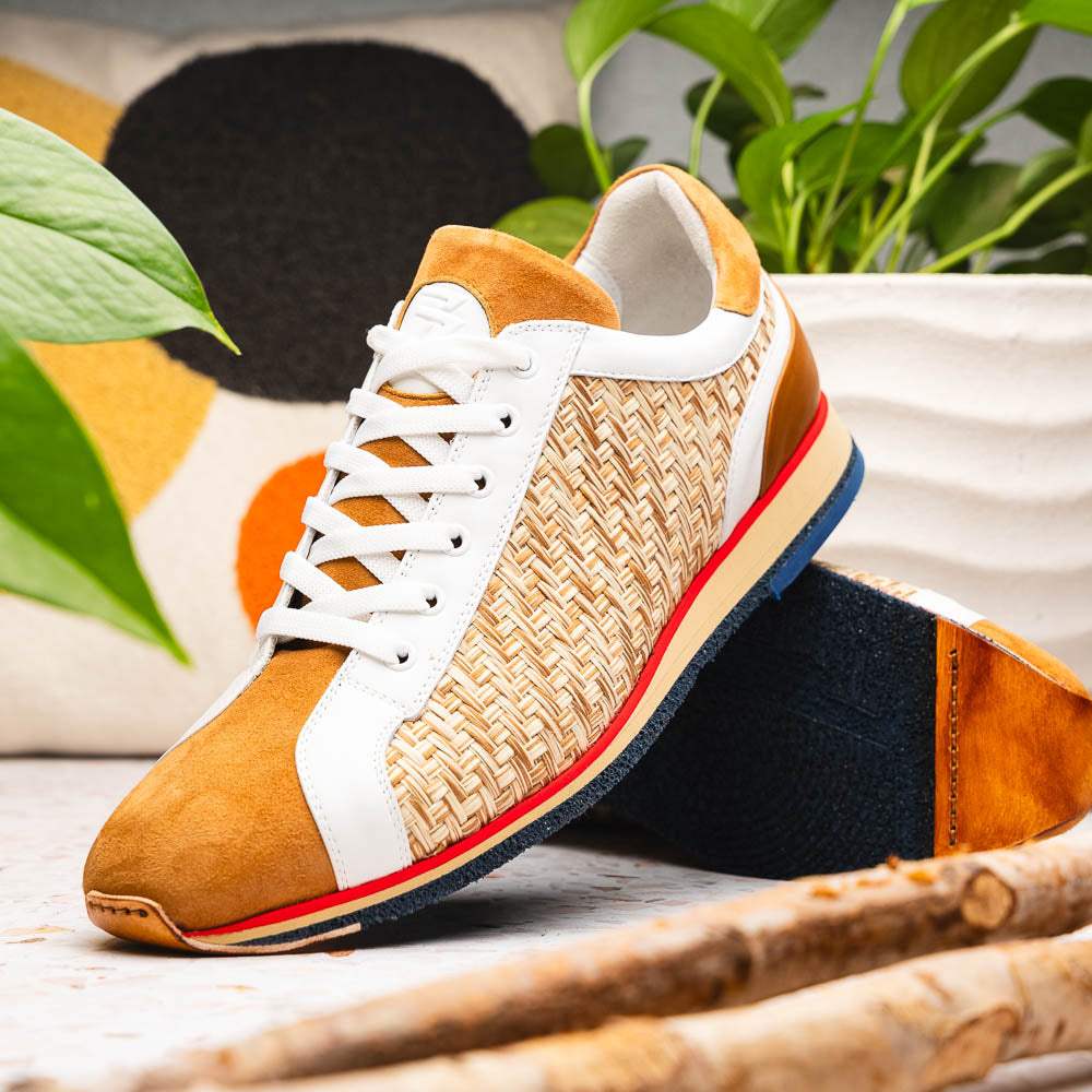 65-375-BRN RIPI Calfskin Hand Weave Sneaker Brown - Zelli Italia - Flyclothing LLC
