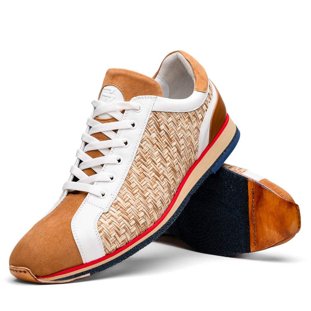 65-375-BRN RIPI Calfskin Hand Weave Sneaker Brown - Zelli Italia - Flyclothing LLC