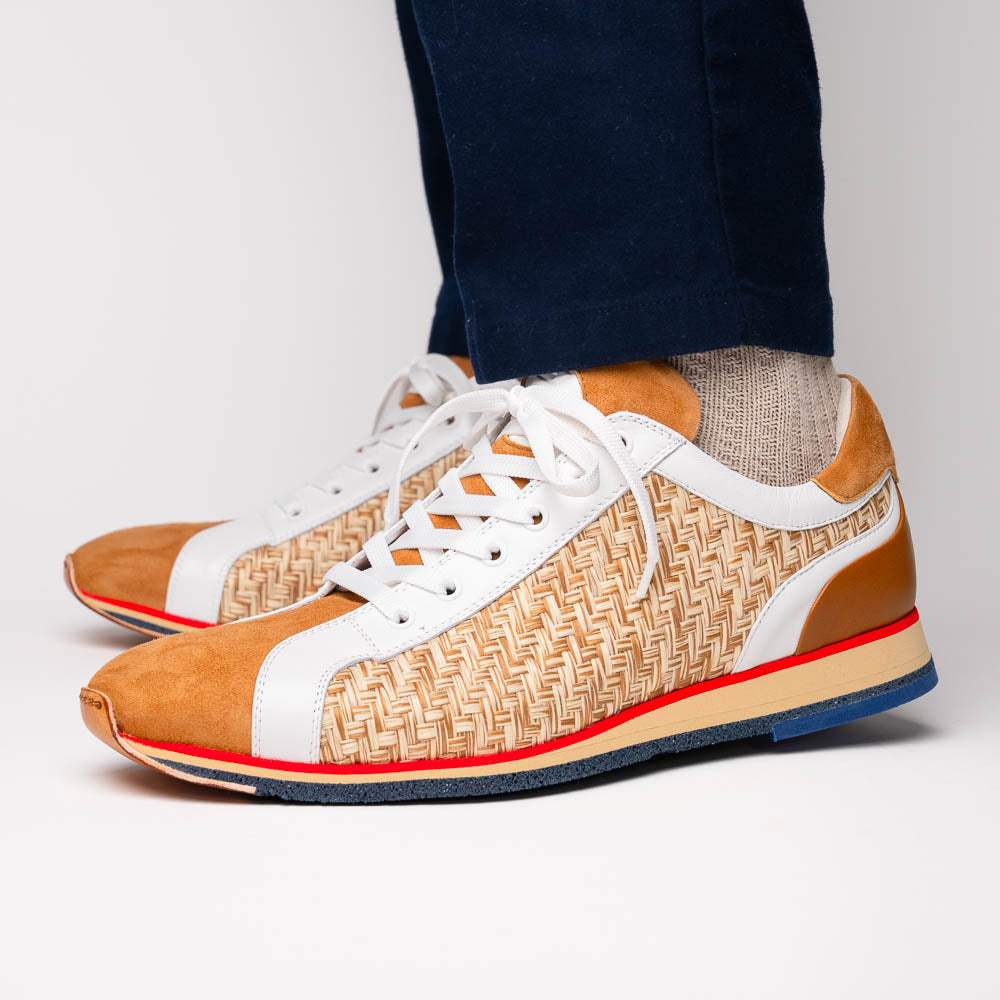 65-375-BRN RIPI Calfskin Hand Weave Sneaker Brown - Zelli Italia - Flyclothing LLC