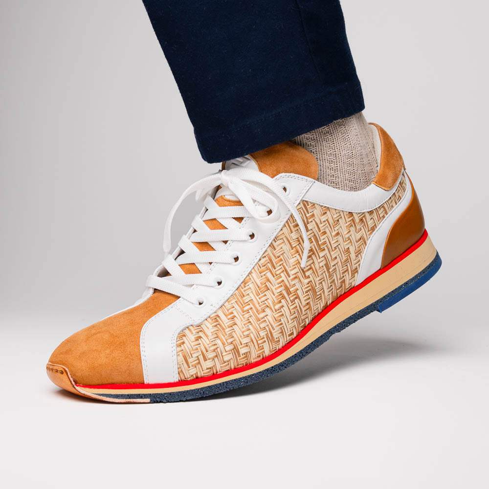 65-375-BRN RIPI Calfskin Hand Weave Sneaker Brown - Zelli Italia - Flyclothing LLC