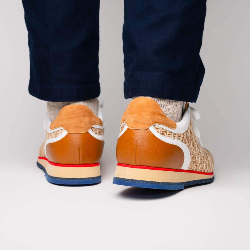 65-375-BRN RIPI Calfskin Hand Weave Sneaker Brown - Zelli Italia - Flyclothing LLC
