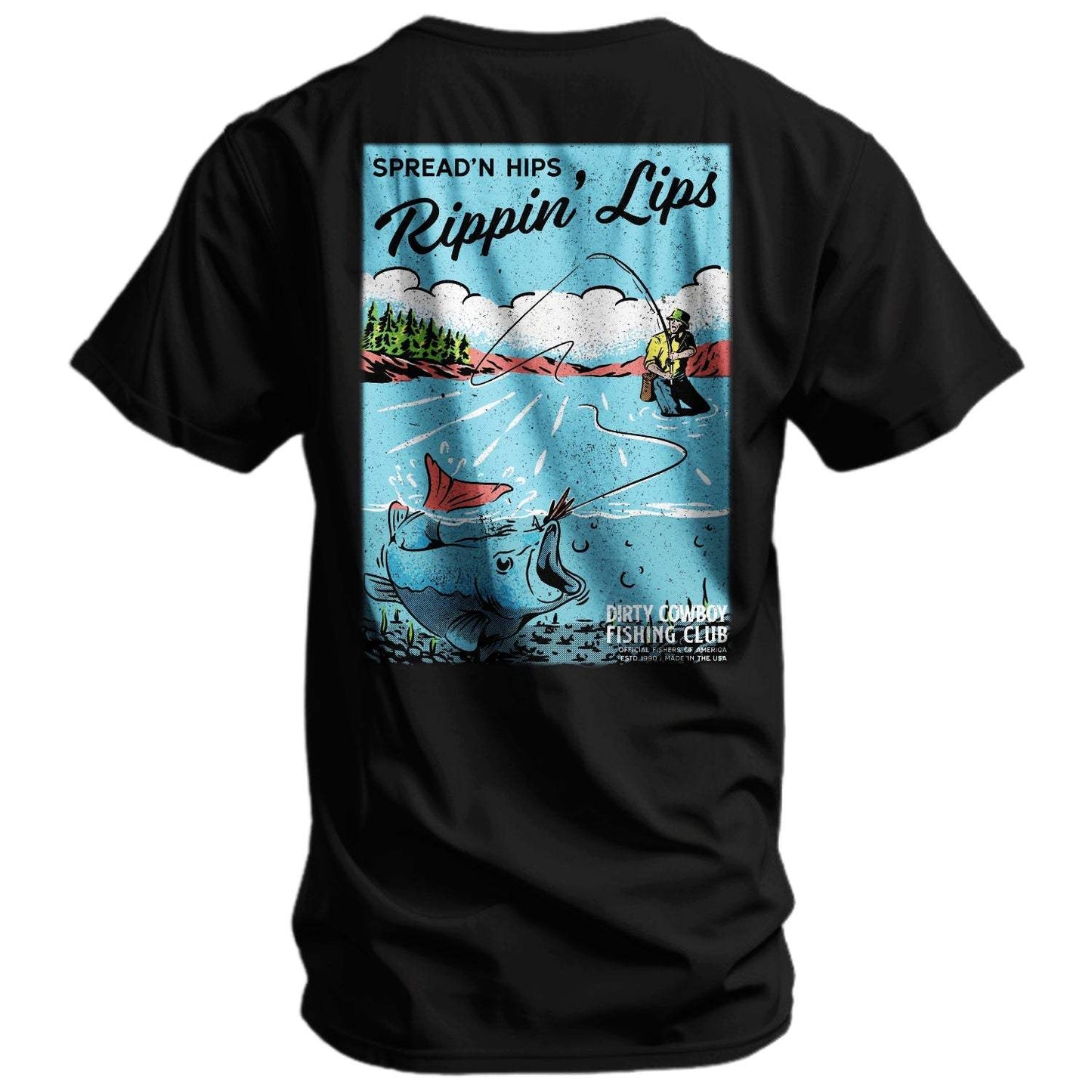 Spreadin' Hips & Rippin' Lips Fishing Club Men's T-Shirt - DIRTY COWBOY USA - Flyclothing LLC