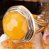 River Rocks Yellow Quartz Golden Statement Ring - Barse Jewelry - Flyclothing LLC
