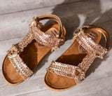 River Dance Woven Sandal in Champagne - Naughty Monkey