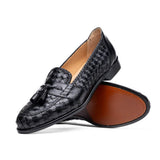 15-250-BLK RIVIERA Basketweave Calfskin Tassel Loafer, Black - Zelli Italia - Flyclothing LLC