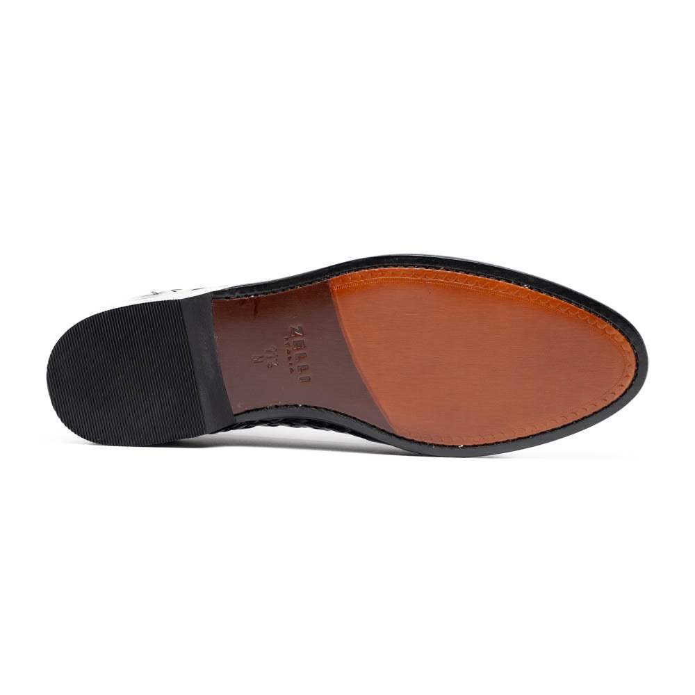 15-250-BLK RIVIERA Basketweave Calfskin Tassel Loafer, Black - Zelli Italia - Flyclothing LLC