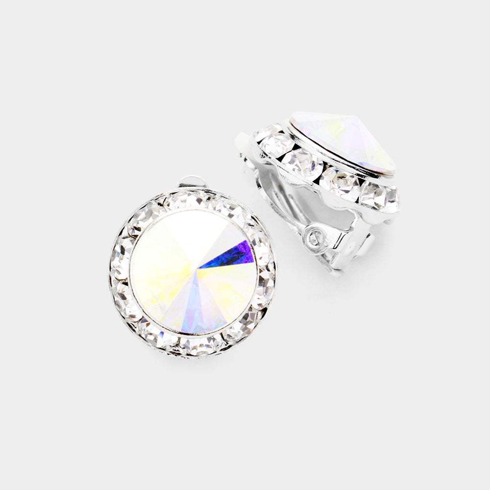 Rivoli Cut Genuine Crystal Clip on Earrings - Madeline Love - Flyclothing LLC