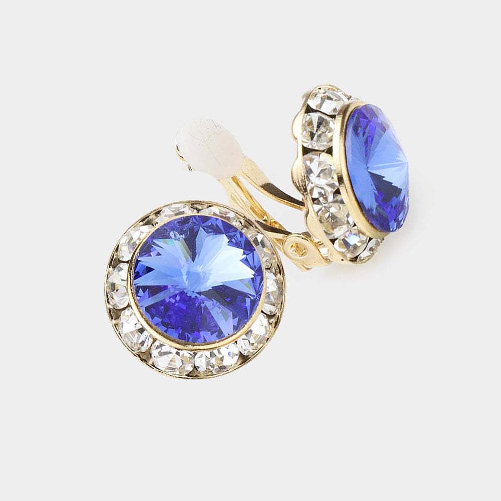 Rivoli Cut Genuine Crystal Clip on Earrings - Madeline Love - Flyclothing LLC