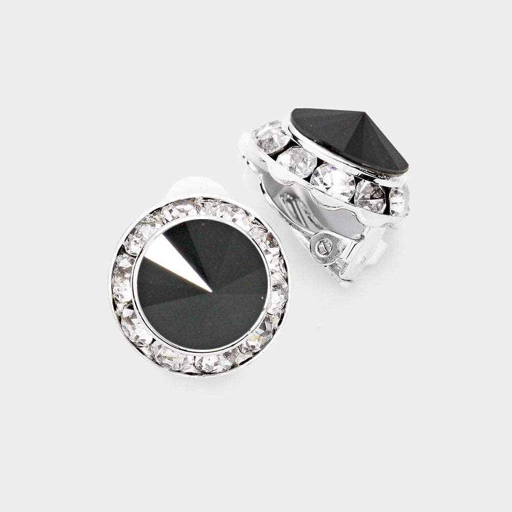 Rivoli Cut Genuine Crystal Clip on Earrings - Madeline Love - Flyclothing LLC