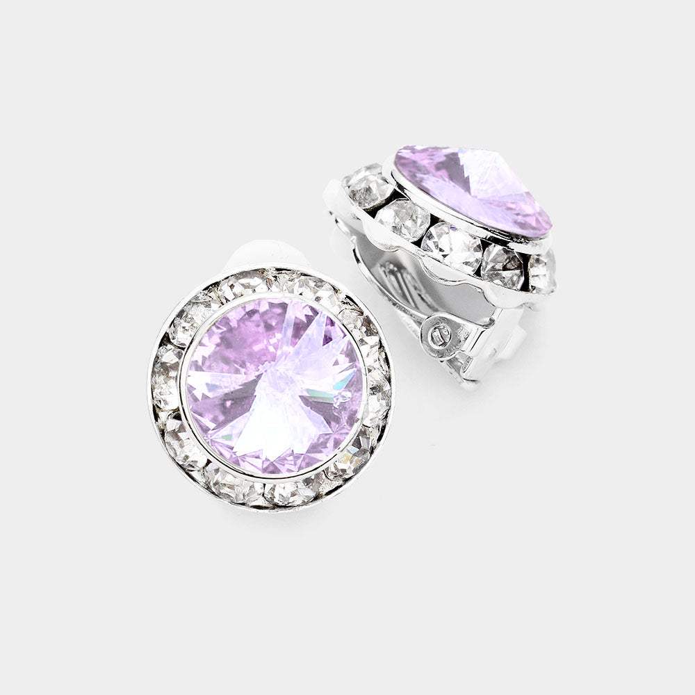 Rivoli Cut Genuine Crystal Clip on Earrings - Madeline Love - Flyclothing LLC