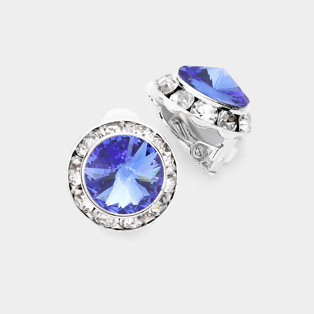 Rivoli Cut Genuine Crystal Clip on Earrings - Madeline Love - Flyclothing LLC