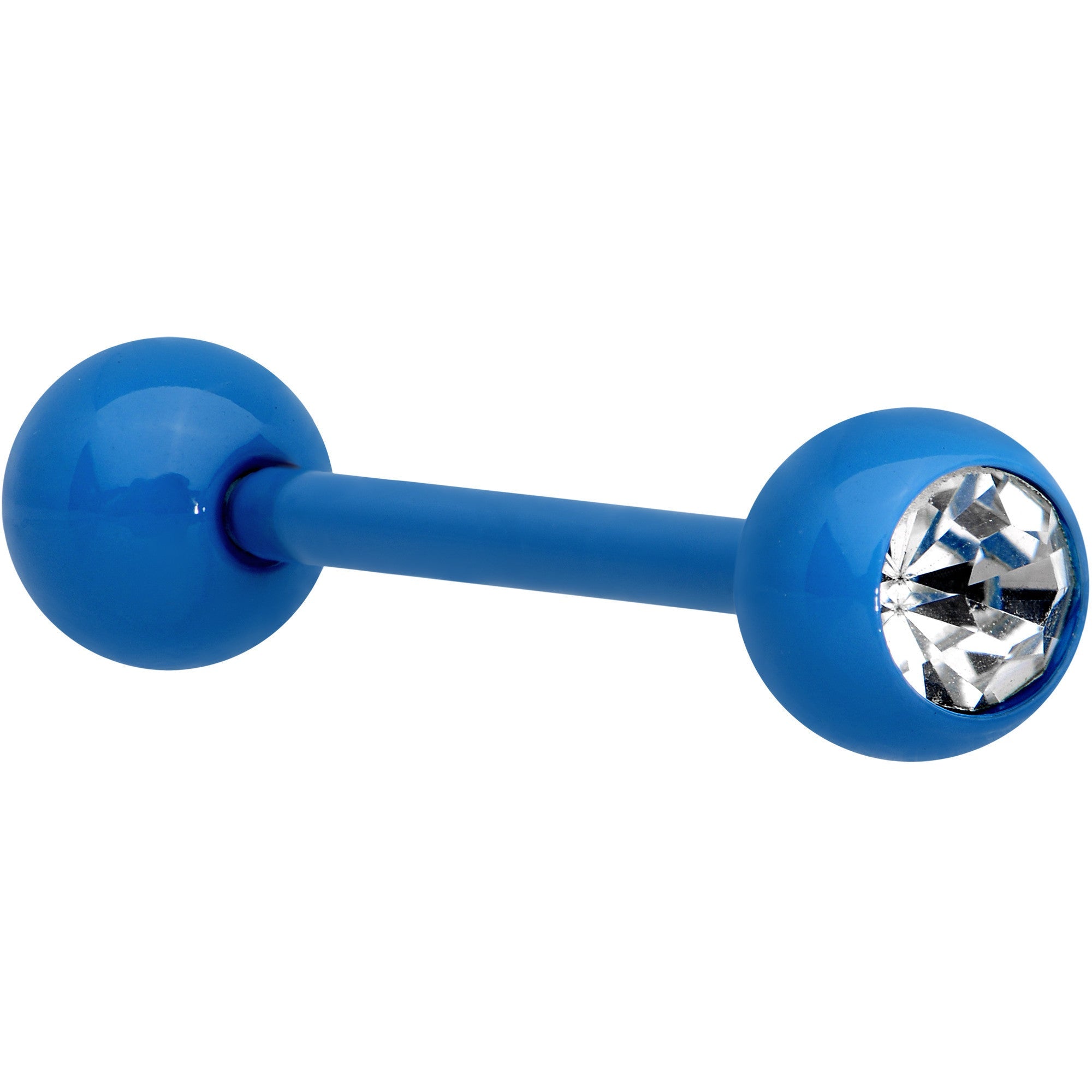 14G 5/8 Clear Gem Blue Acrylic Over Steel Tongue Ring - BodyCandy - Flyclothing LLC