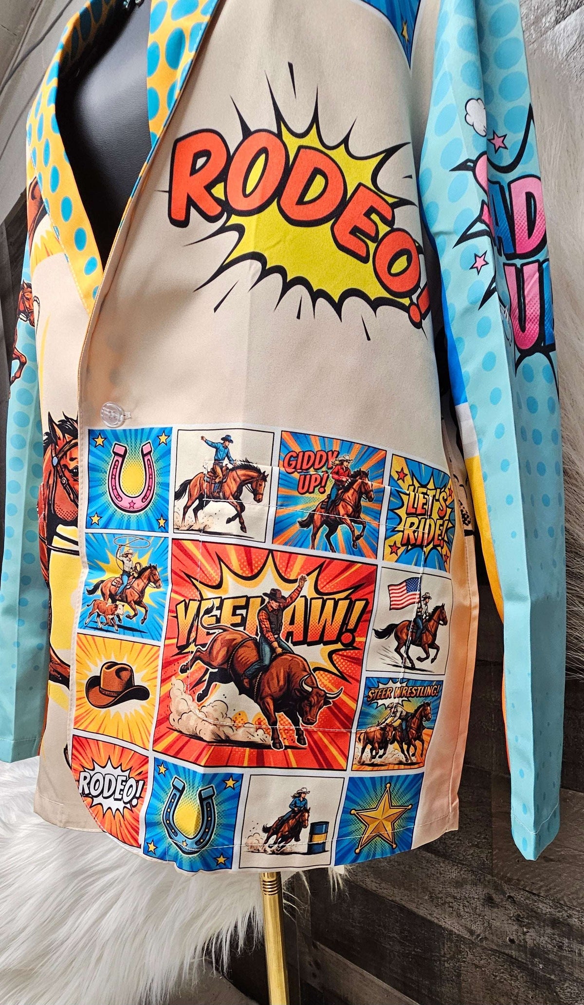 Baha Ranch The Comic Corral Cowgirl Western Rodeo Blazer