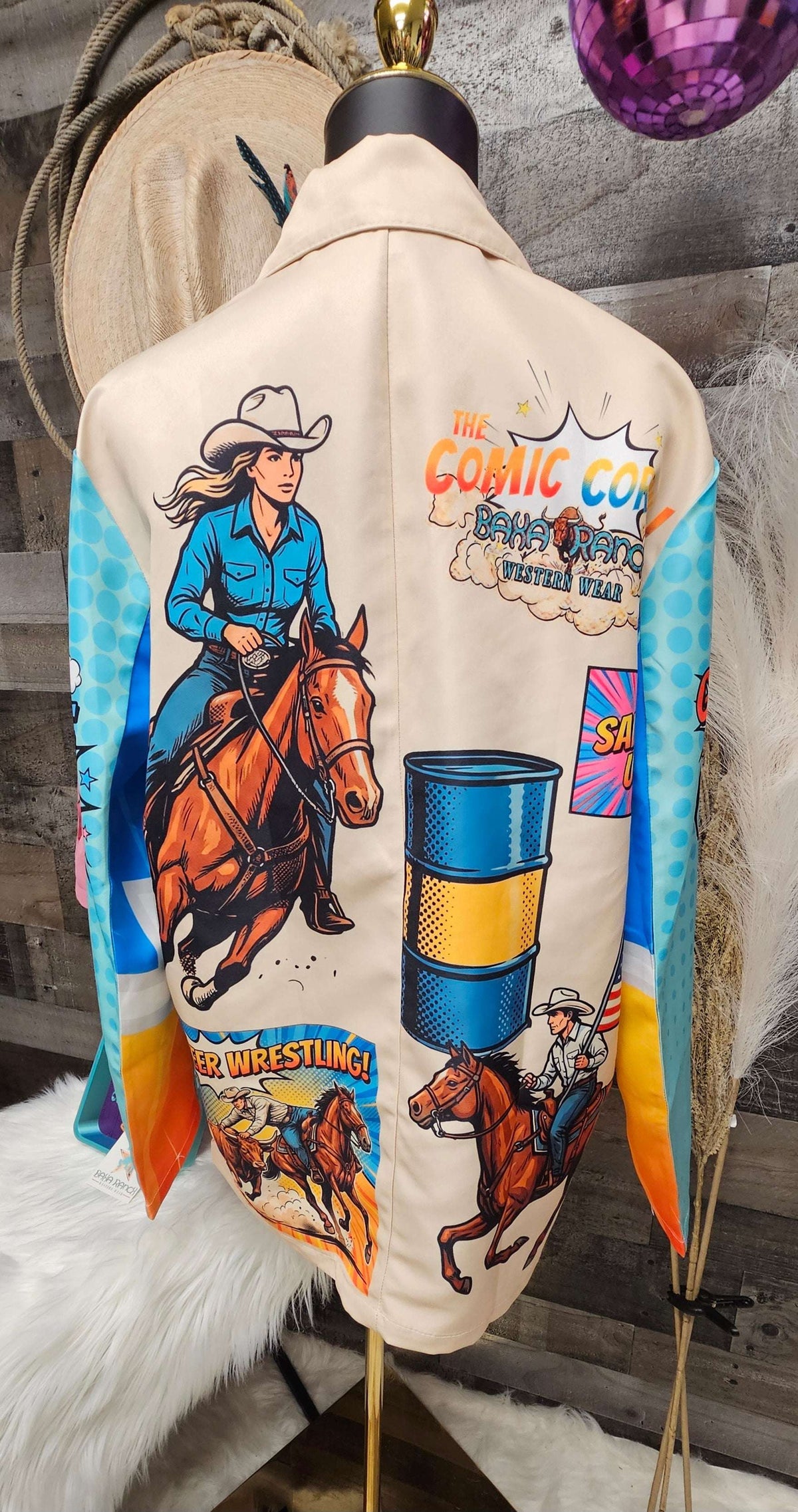 Baha Ranch The Comic Corral Cowgirl Western Rodeo Blazer