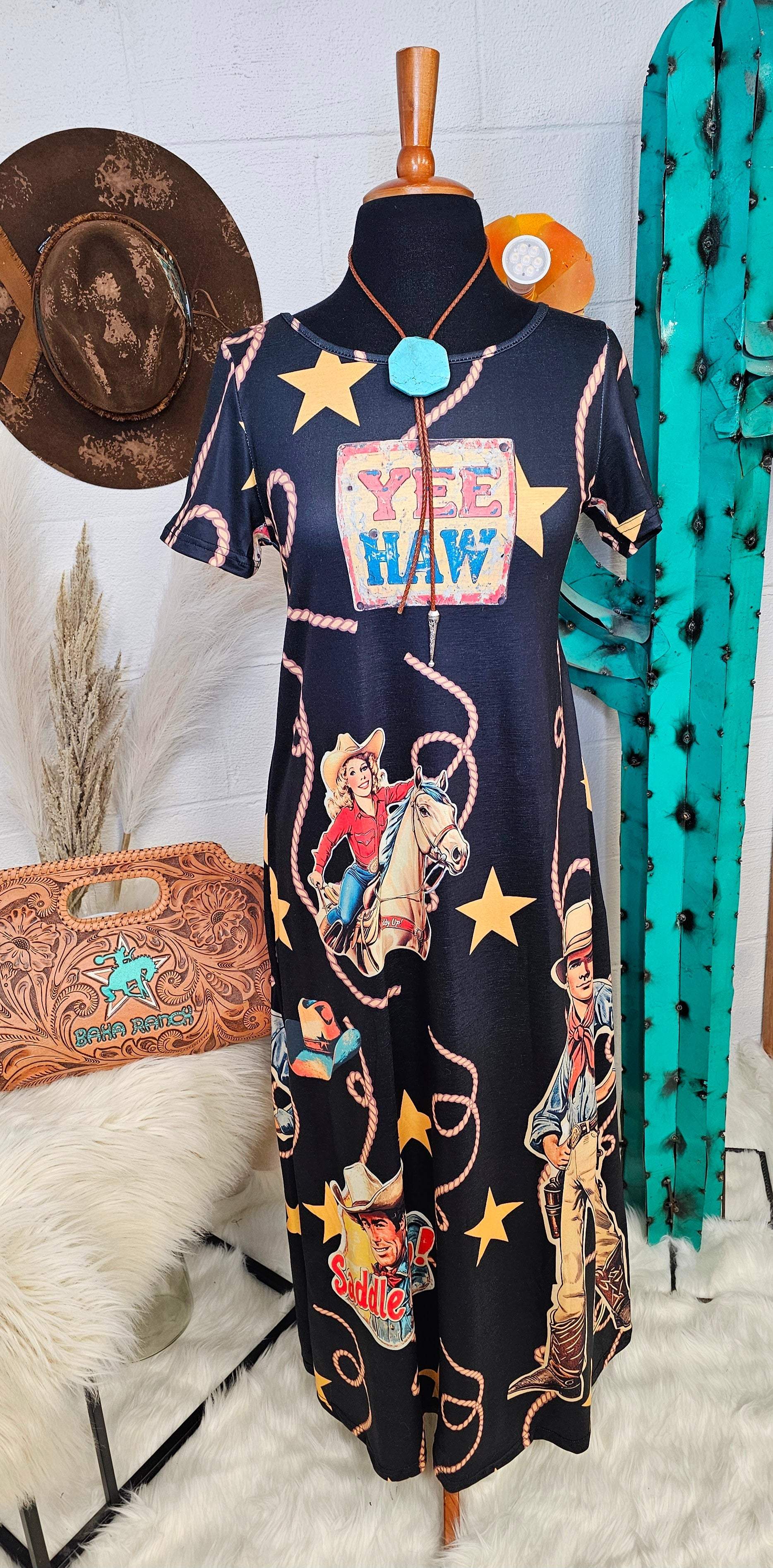 Baha Ranch Vintage Cowgirl Western Dress - Baha Ranch Western Wear - Flyclothing LLC